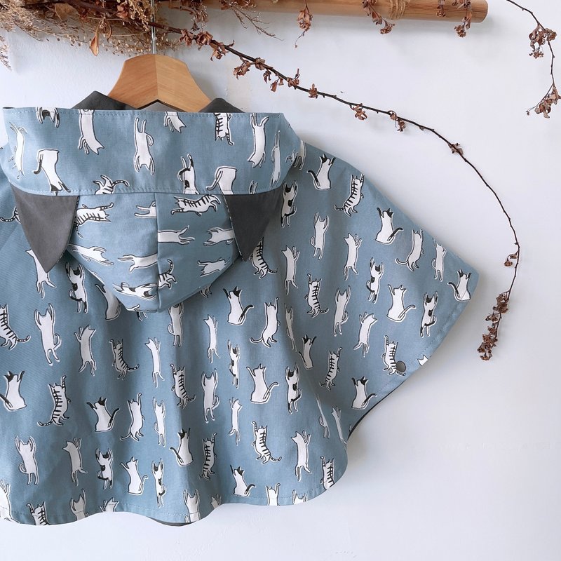 岛森家 / 猫咪斗篷  / 喵的奇幻舞蹈教室 - 童装外套 - 棉．麻 蓝色