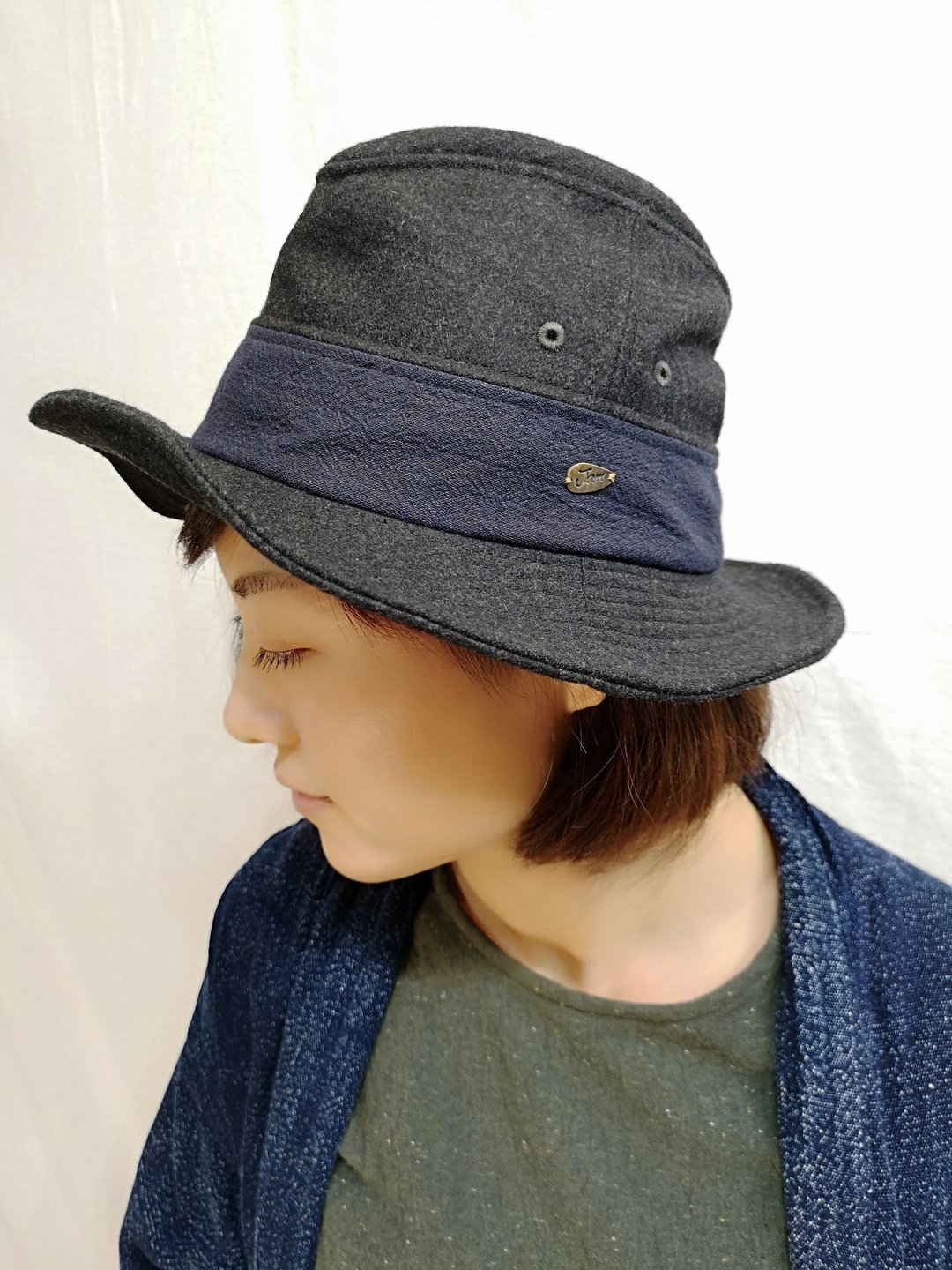 workaholic (Black+Navy) - 帽子 - 羊毛 黑色