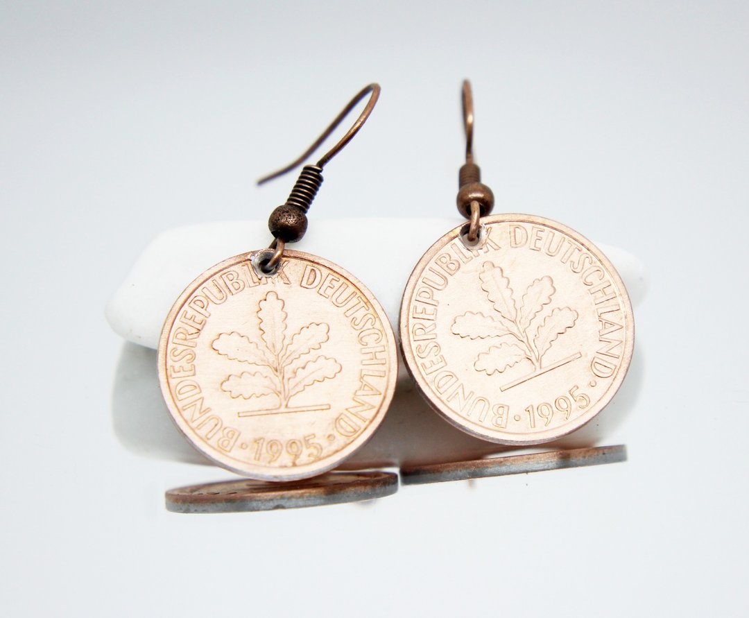 Mini Coin Earrings Ancient Coin Jewelry Coin Drop Earrings Tiny Coin Earrings - 耳环/耳夹 - 其他金属 