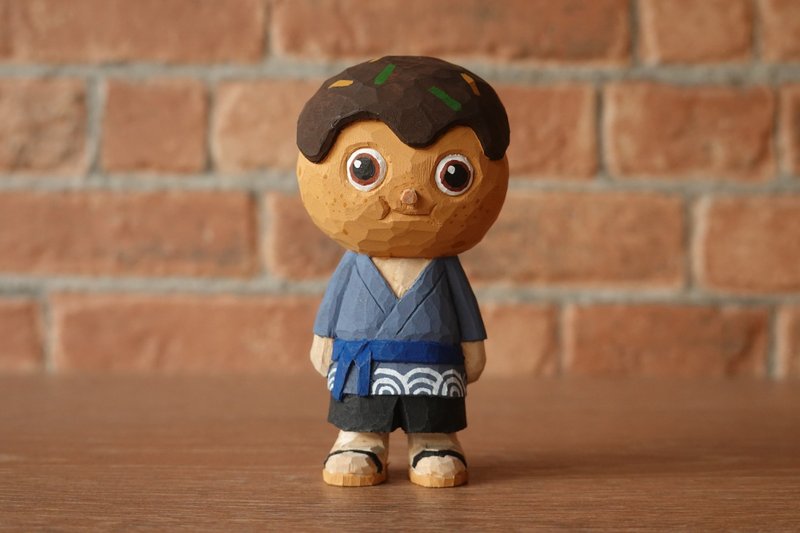 章鱼烧男孩 - 玩偶/公仔 - 木头 蓝色