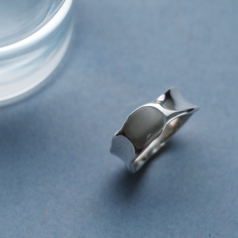 双色 宽版戒指 925银 - 戒指 - 其他金属 银色