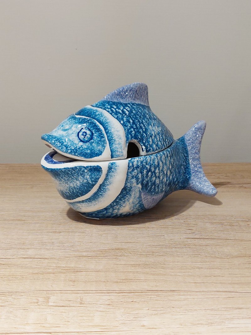 意大利手工陶-MD地中海 糖罐17cm - 调味罐/酱料瓶 - 陶 蓝色