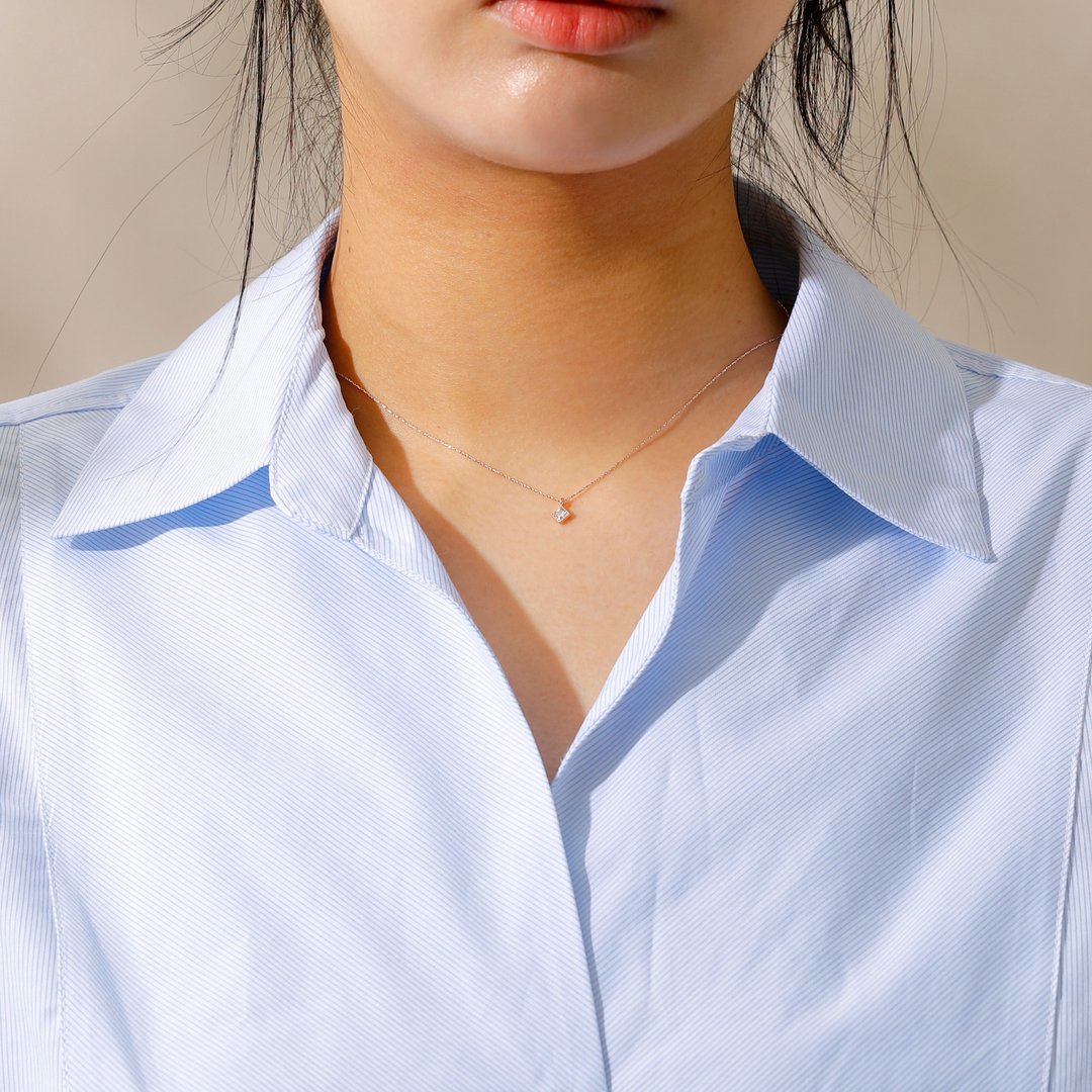 square zirconia necklace SV 无镍项链 锆石 简约项链 银色 - 锁骨链 - 其他金属 银色