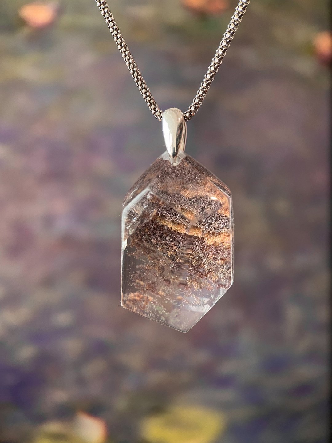 彩幽灵水晶吊坠 随形切面 白水晶体 - 吊饰 - 水晶 