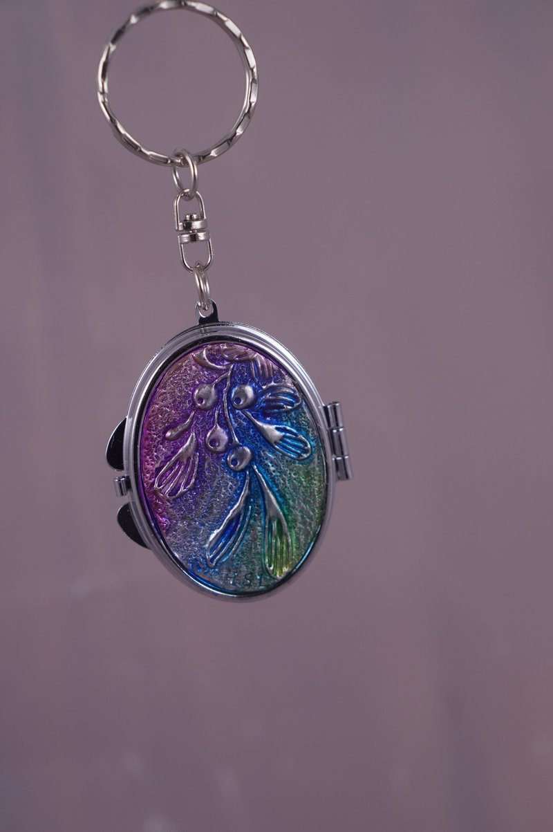 锡雕多用途椭圆型镜盒钥匙圈4 - 钥匙链/钥匙包 - 其他材质 银色