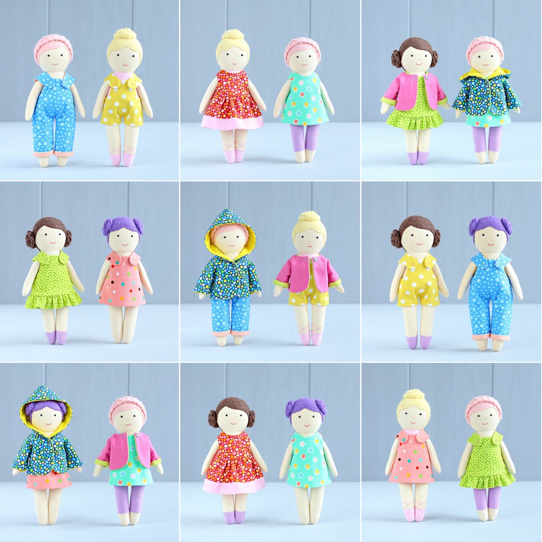 5 PDF Mini Dolls + Summer Capsule Wardrobe (8 pieces) Sewing Pattern Bundle - 手工艺教程/工具书 - 其他材质 