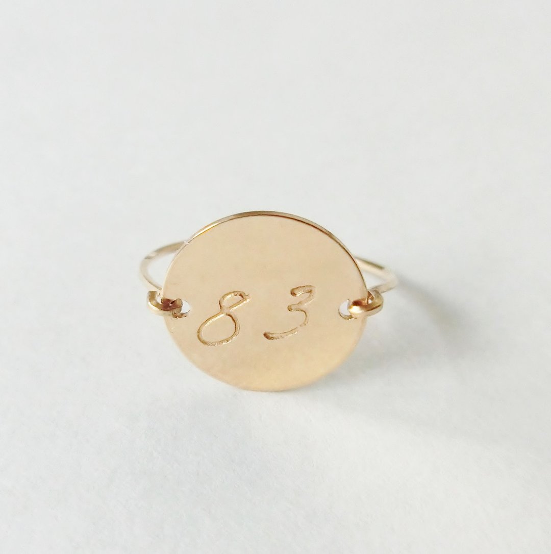 Number (number) 2-digit plate ring - 戒指 - 其他金属 金色