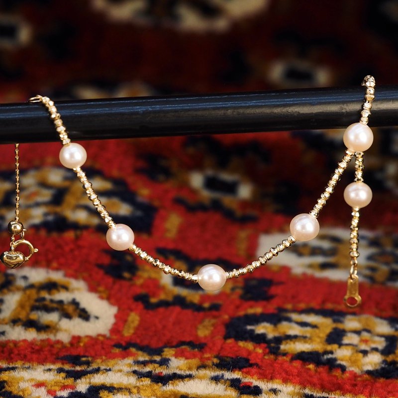 18K金Akoya 珍珠金属陨石球手链18K GoldAkoya Pearl and Metalli - 手链/手环 - 贵金属 