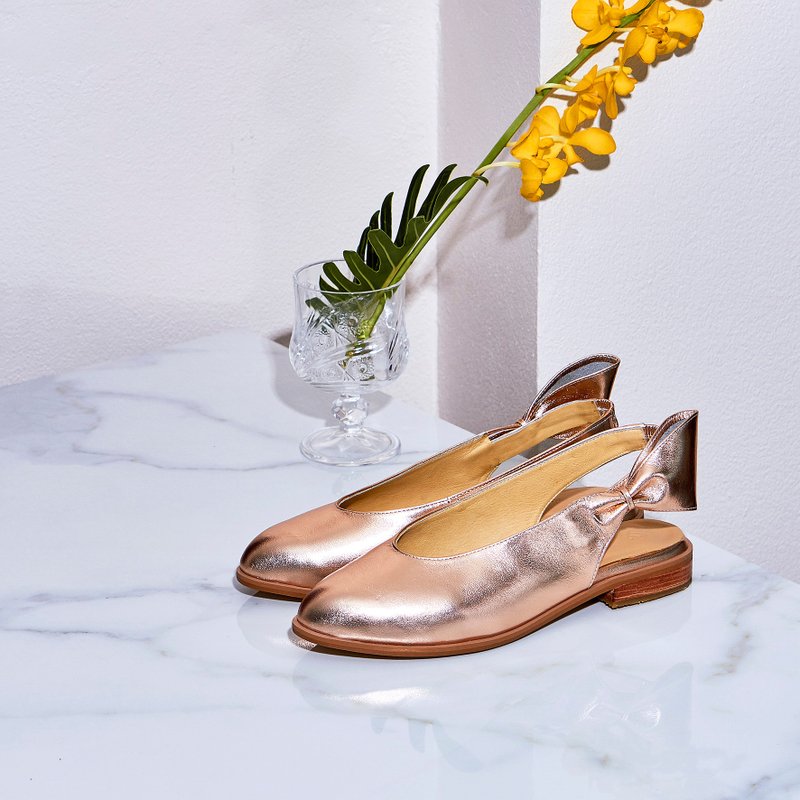 Pink Gold - CHERRY Slingback Shoes - 女款休闲鞋 - 真皮 粉红色