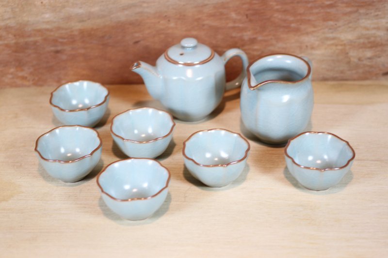 【送礼好物】祥亿窑 汝窑 幸运茶具组 莺歌名家叶敏祥制 - 茶具/茶杯 - 瓷 