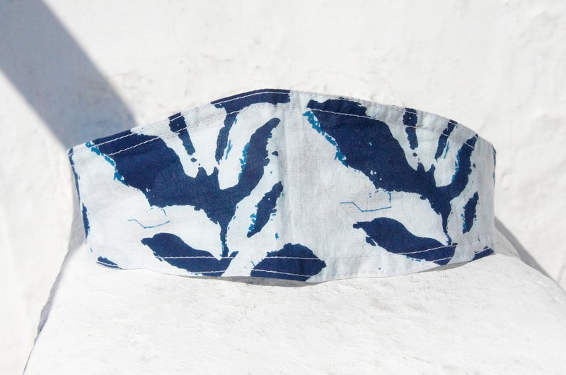 限量一件 手工发带 / 普普风发带 / 印花发带 / 松紧发带/ 法式发带 - 植物染 indigo蓝染海洋 - 发饰 - 棉．麻 蓝色