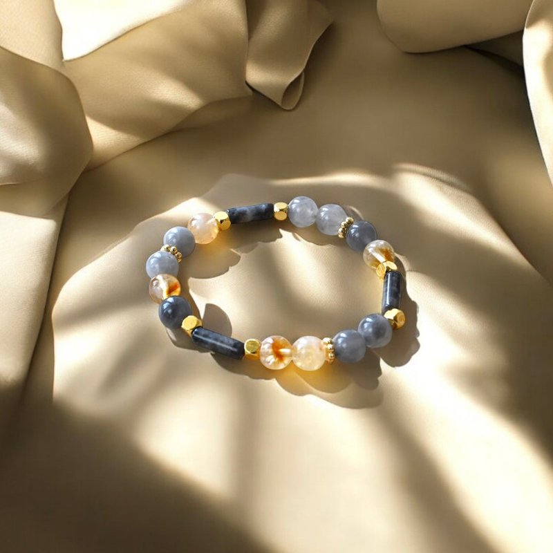 Sosii | Crystal 10 天然水晶手链 | 长石款-黑黄 | - 手链/手环 - 水晶 灰色