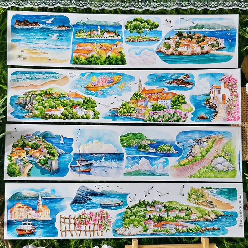 海岛小镇 OKMT新七天流麻咕卡贴纸PET手帐胶带 - 纸胶带 - 塑料 蓝色