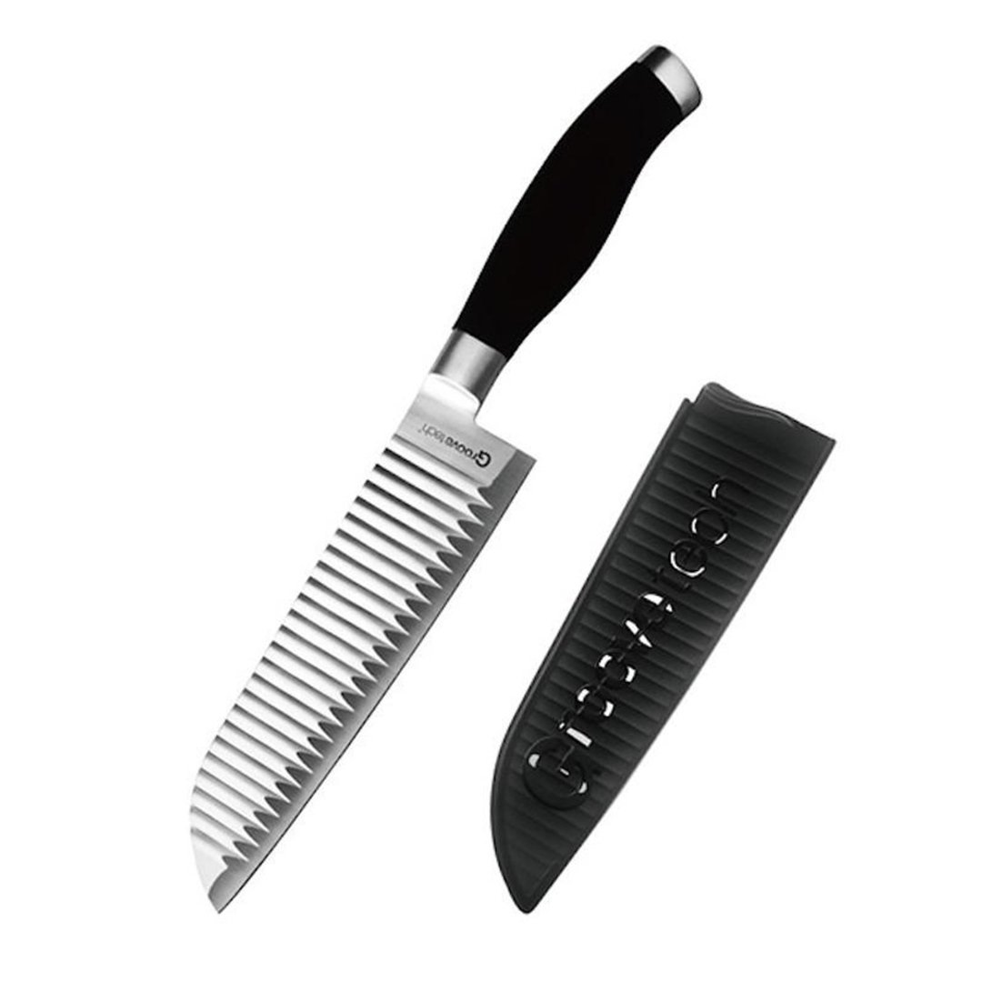 【Groovetech】GT空气刀 台湾限定款 18cm 日式三德刀 (含刀套) - 厨房用具 - 不锈钢 灰色