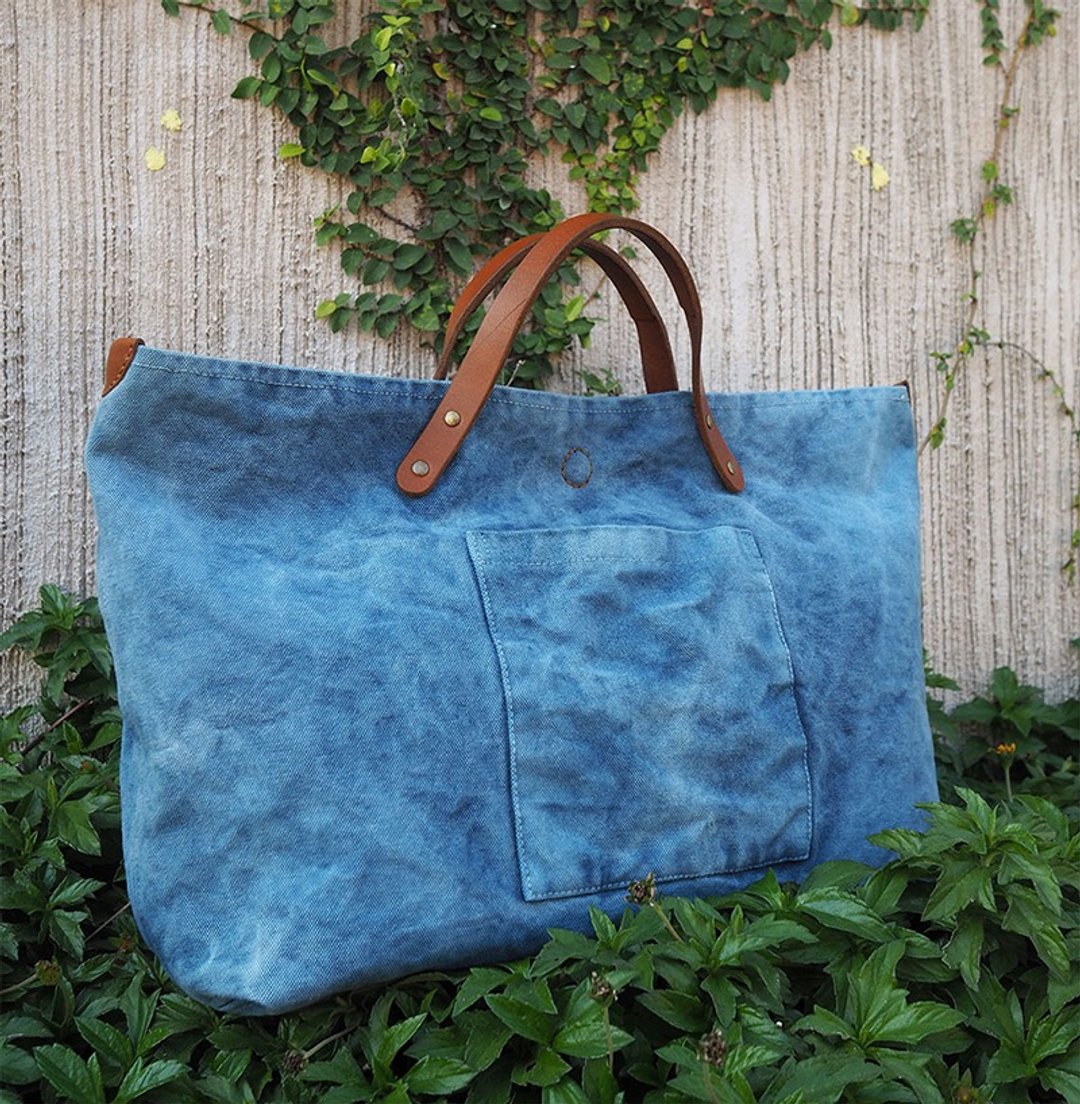 Indigo Canvas bag Large - 手提包/手提袋 - 棉 蓝色
