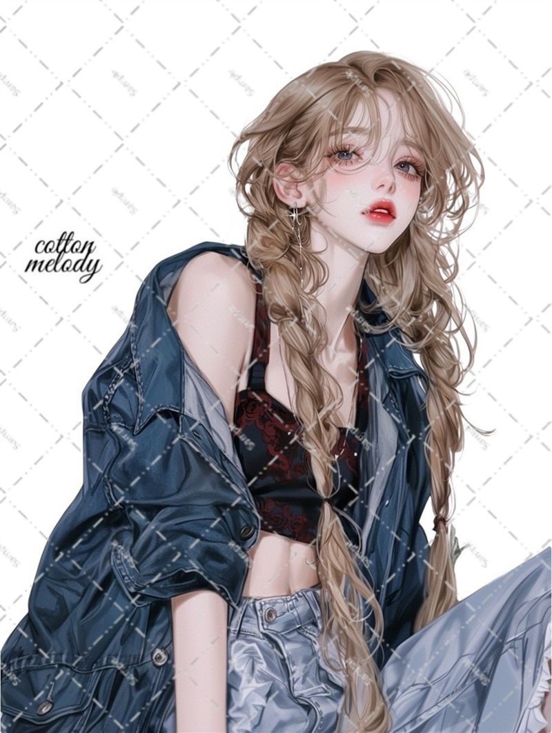 original sticker no.6451 人物贴纸 原创贴纸 人物贴纸 女孩贴纸 原创人物贴纸 - 贴纸 - 纸 