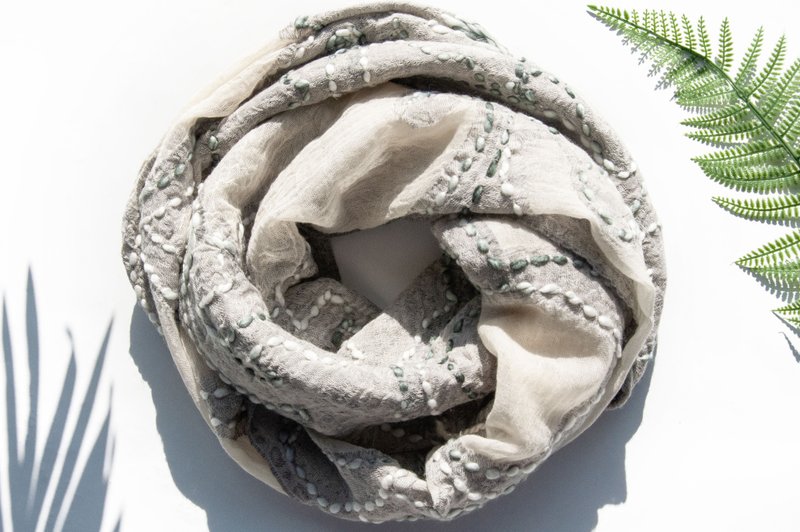 喀什米尔Cashmere/水煮羊毛披肩/针织围巾/刺绣围巾/羊绒披巾-花 - 围巾/披肩 - 羊毛 多色