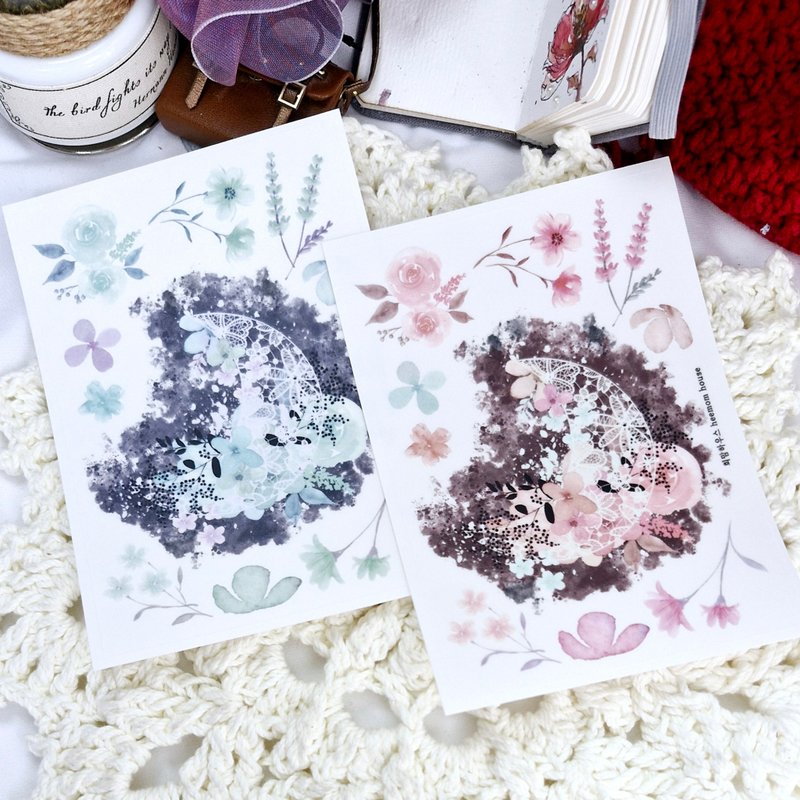 梦幻月光花漾贴纸 2 - 纸胶带 - 纸 白色