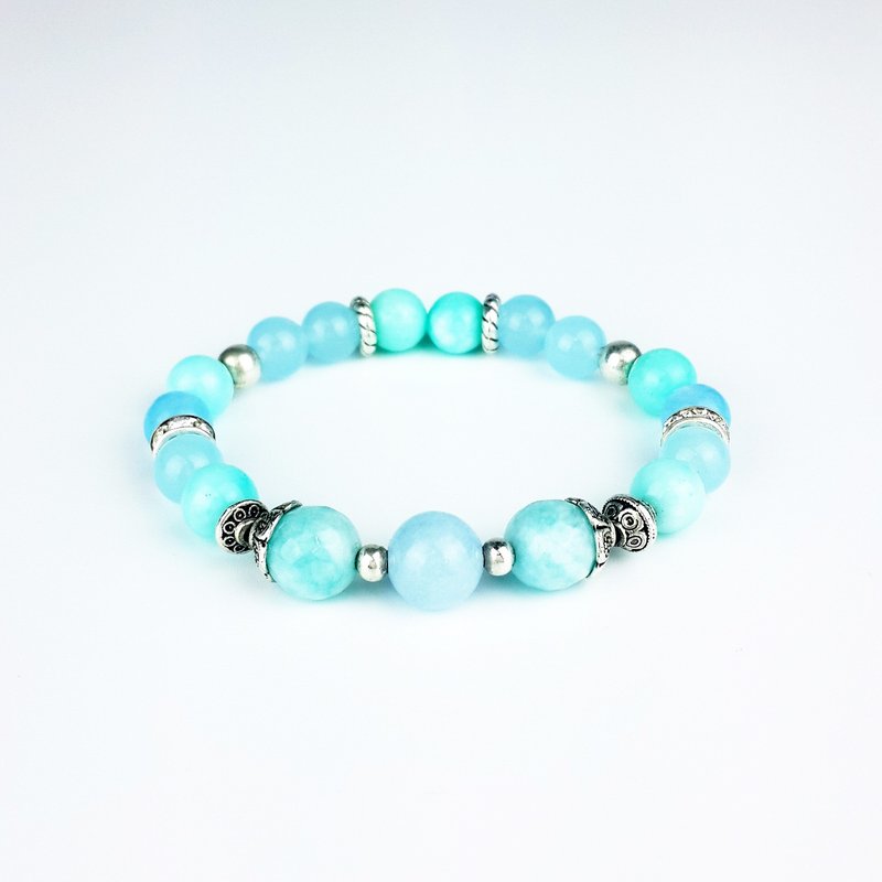 | 简约系列 | 海女神x土耳其蓝 浅蓝色汉白玉 蓝色汉白玉 天河石玉髓 (藏银 x 手环 x 手链 x 手工制作 x 定制化。) - 手链/手环 - 宝石 蓝色
