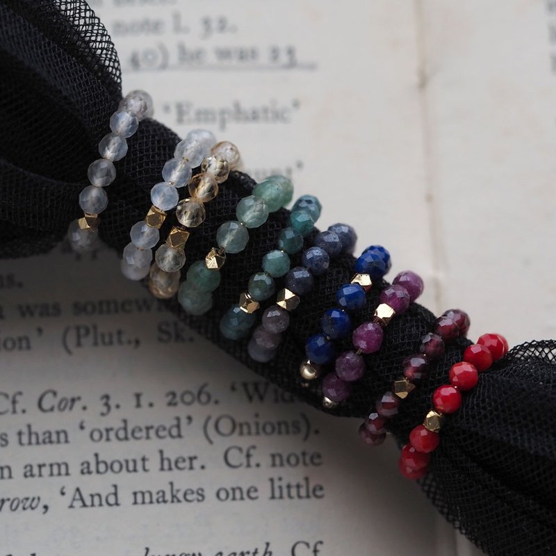 小巧天然石耳夹 | 10种选择 | 3mm | 3款金色耳夹 - 耳环/耳夹 - 半宝石 多色