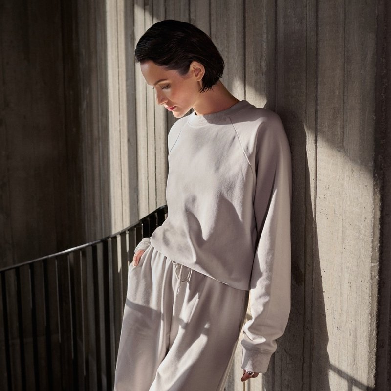 Bread & Boxers 女用宽松短版休闲卫衣 - 米灰 - 中性连帽卫衣/T 恤 - 棉．麻 灰色