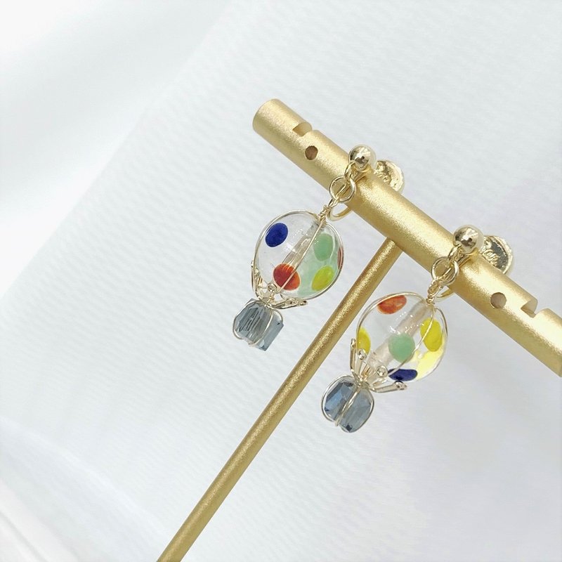 BoBo Balloon | 波波热气球 - 耳环/耳夹 - 琉璃 多色