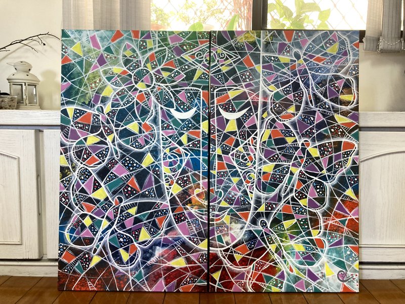 抽象线条绘画 心的流动4 画作 - 订制画像 - 棉．麻 多色