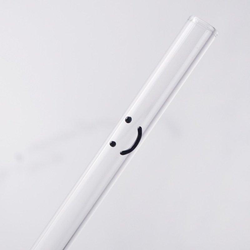 20cm (微笑专用)【Keep Smiling爱地球环保吸管】(口径1cm) SMILE 笑脸玻璃吸管 重复使用 (附赠清洁刷棒轻松洗净) 交换礼物 - 环保吸管 - 玻璃 白色