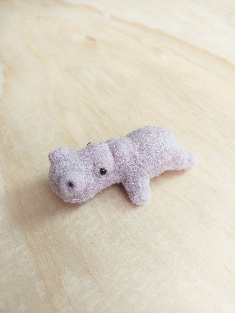 居家防疫良伴-河马-材料包DIY羊毛毡/羊毛毡戳戳乐/闺蜜手工送礼 - 玩偶/公仔 - 羊毛 灰色