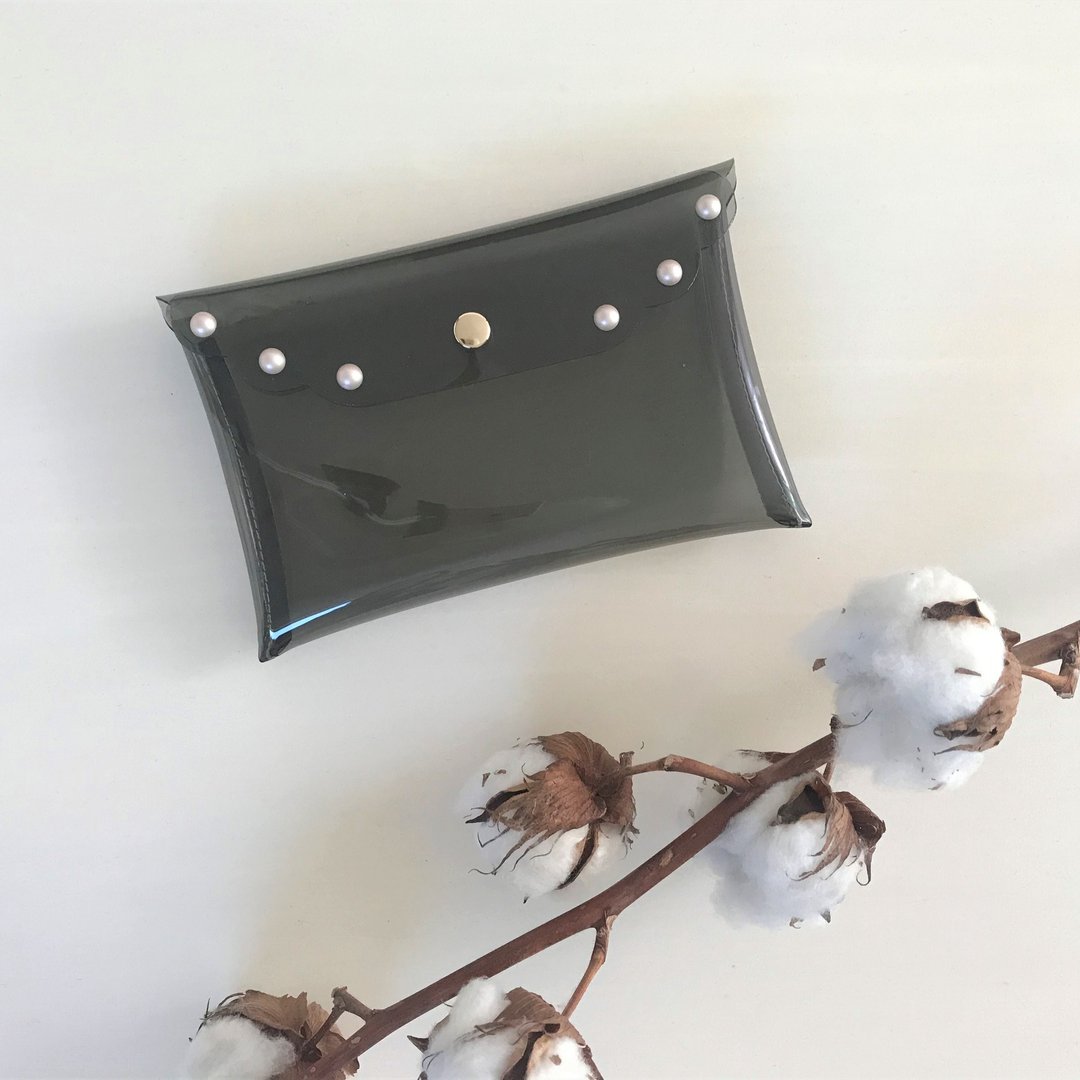 PVC scalar stud flat pouch gray - 化妆包/杂物包 - 其他材质 灰色