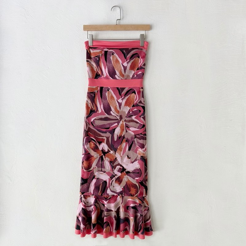 订制系列-翻领平口配色鱼尾裙(粉) - 洋装/连衣裙 - 其他材质 粉红色