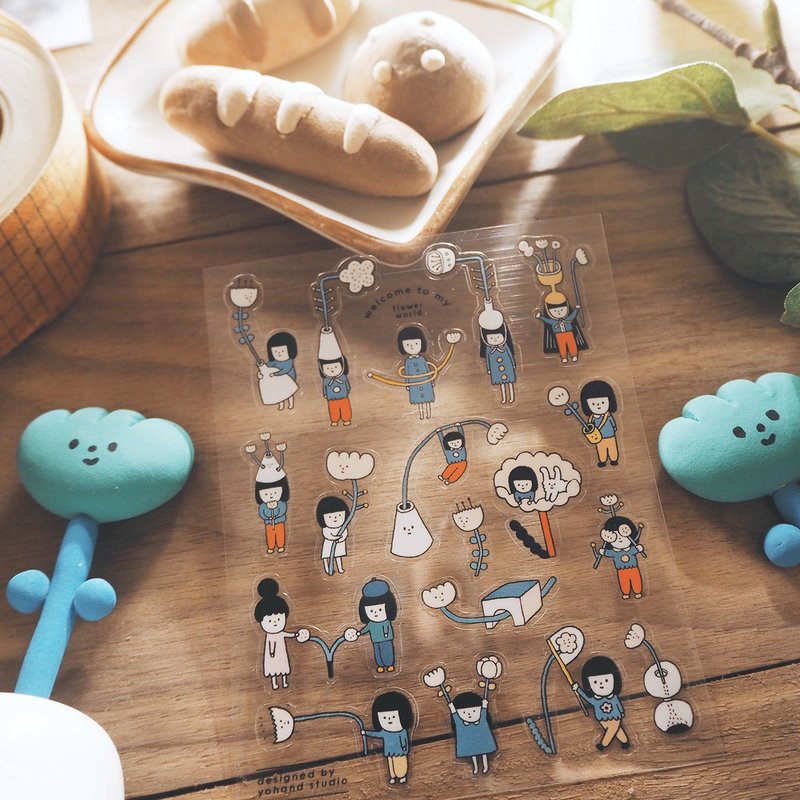 透明割型小贴纸 / 花 - 贴纸 - 纸 透明