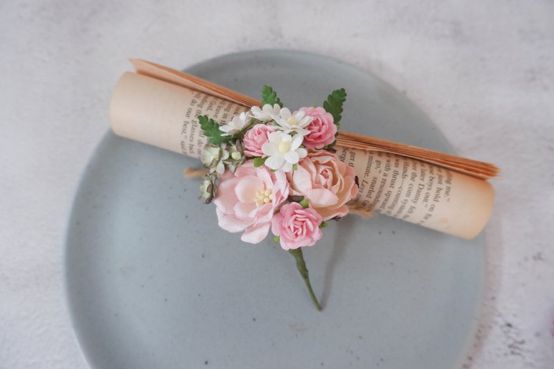 花痴赤裸上身 婚礼粉红 - 胸花/手腕花 - 纸 粉红色