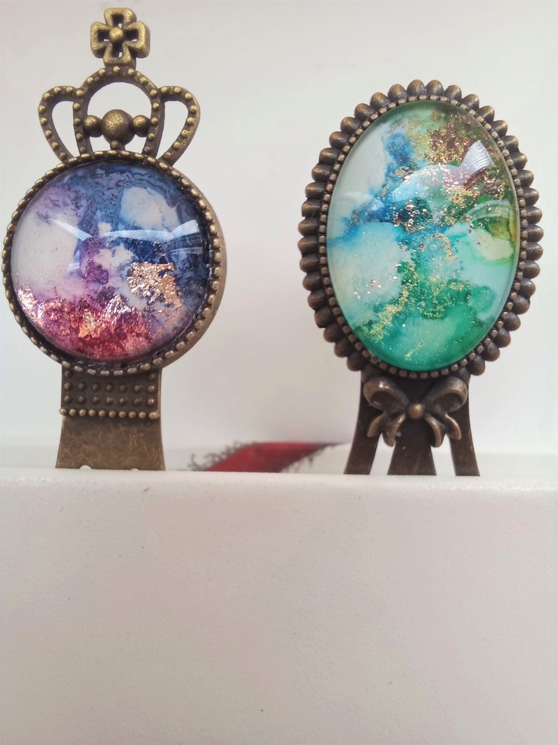 酒精墨水时光宝石古铜书签-皇冠花边 - 书签 - 其他金属 