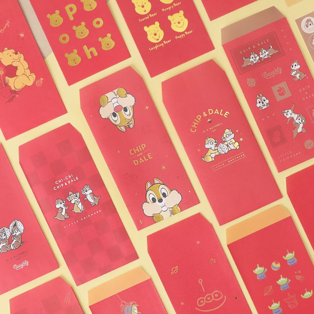 迪士尼红包袋5入组 附贴纸-小熊维尼 奇奇蒂蒂 三眼怪 新年红包 - 红包/春联 - 纸 多色