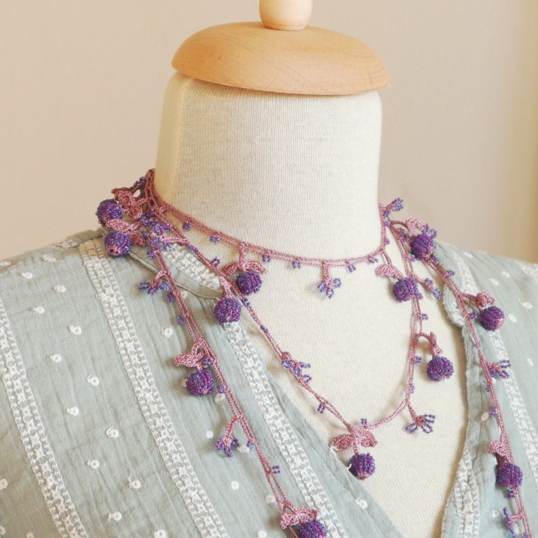 OYA crochet 150cm Lariet  - BERRY -  Smoky purple - 长链 - 绣线 紫色