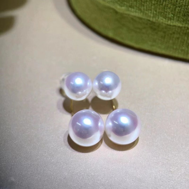 双飞 天然海水珍珠 日本akoya 18k金耳环 两戴 - 耳环/耳夹 - 珍珠 白色