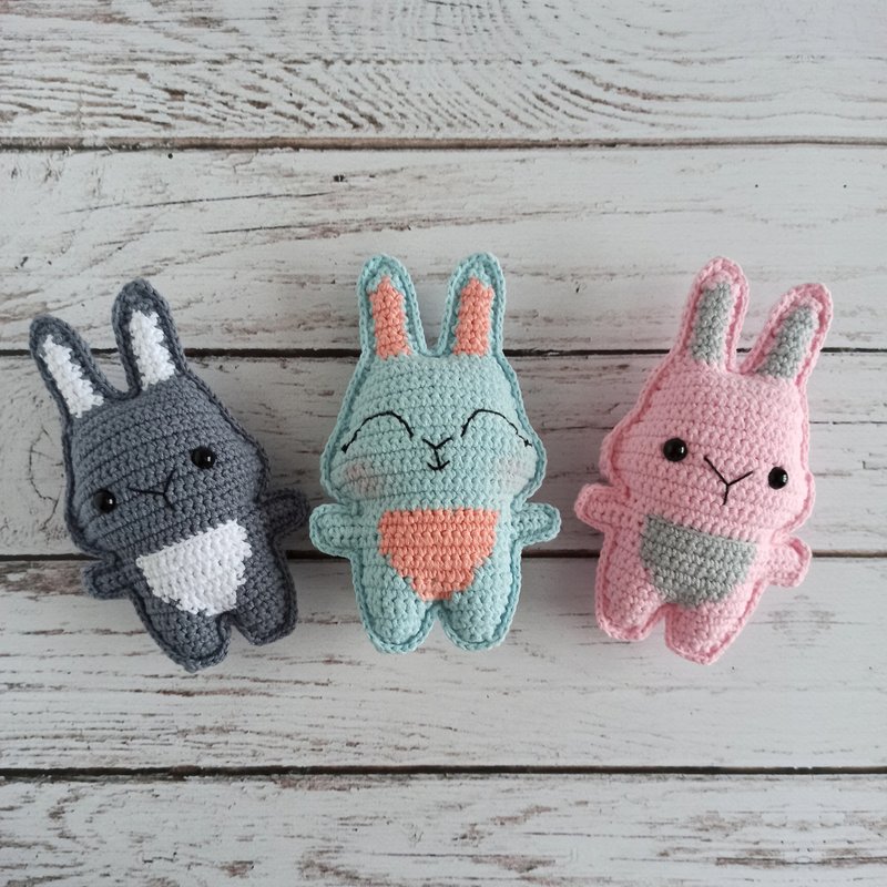 flat  toy sleeping bunny,xmas gift, first toy bunny, baby shower gift - 玩具/玩偶 - 棉．麻 多色