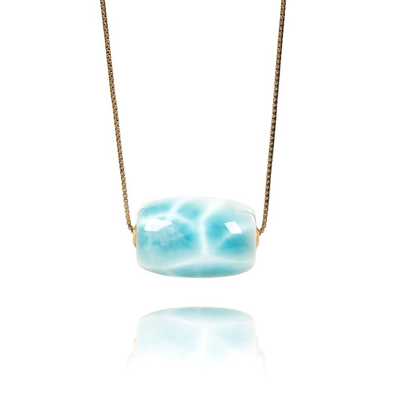 【正佳珠宝】海纹石 拉利玛 顶级冰海蓝 3.6g 橄榄珠吊坠 海纹石 - 项链 - 半宝石 多色