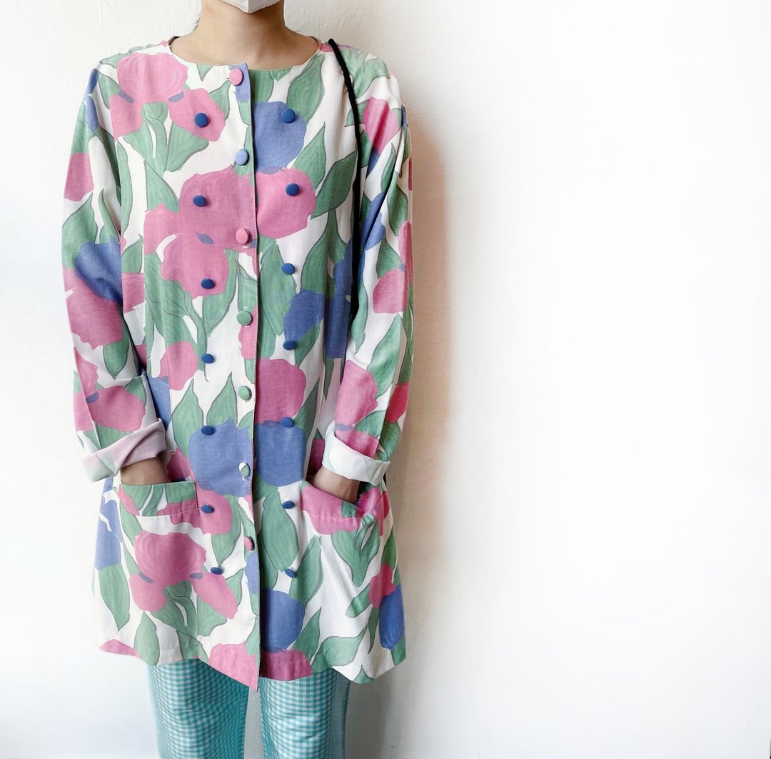 80s Pastel Floral Pattern Blazer - 女装休闲/机能外套 - 其他人造纤维 粉红色