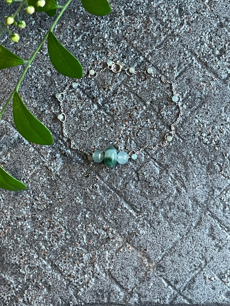 细手链 II 缅甸玉绿珠X缅玉珠 II 防敏包金不易褪色链缅甸A货翡翠 - 手链/手环 - 玉石 