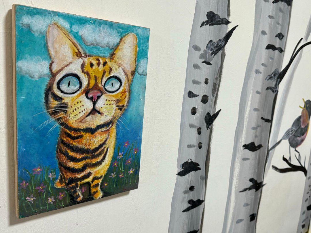 手绘画作 mini cat - 海报/装饰画/版画 - 环保材料 