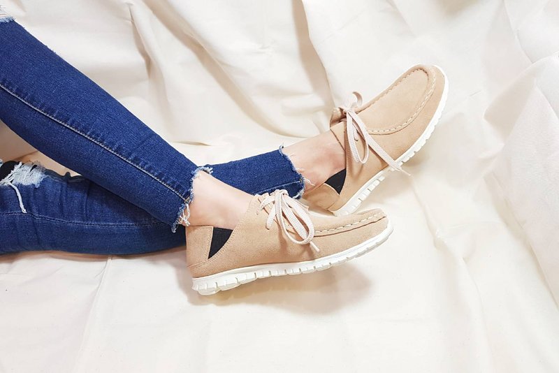 夏日惊喜包【3M奈米防水皮革】日系麂皮大头袋鼠鞋-卡其 大尺码 - 其他女款皮鞋 - 真皮 