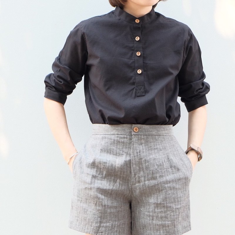Taru - Taru Shirt : Black Color - 女装上衣 - 棉．麻 黑色