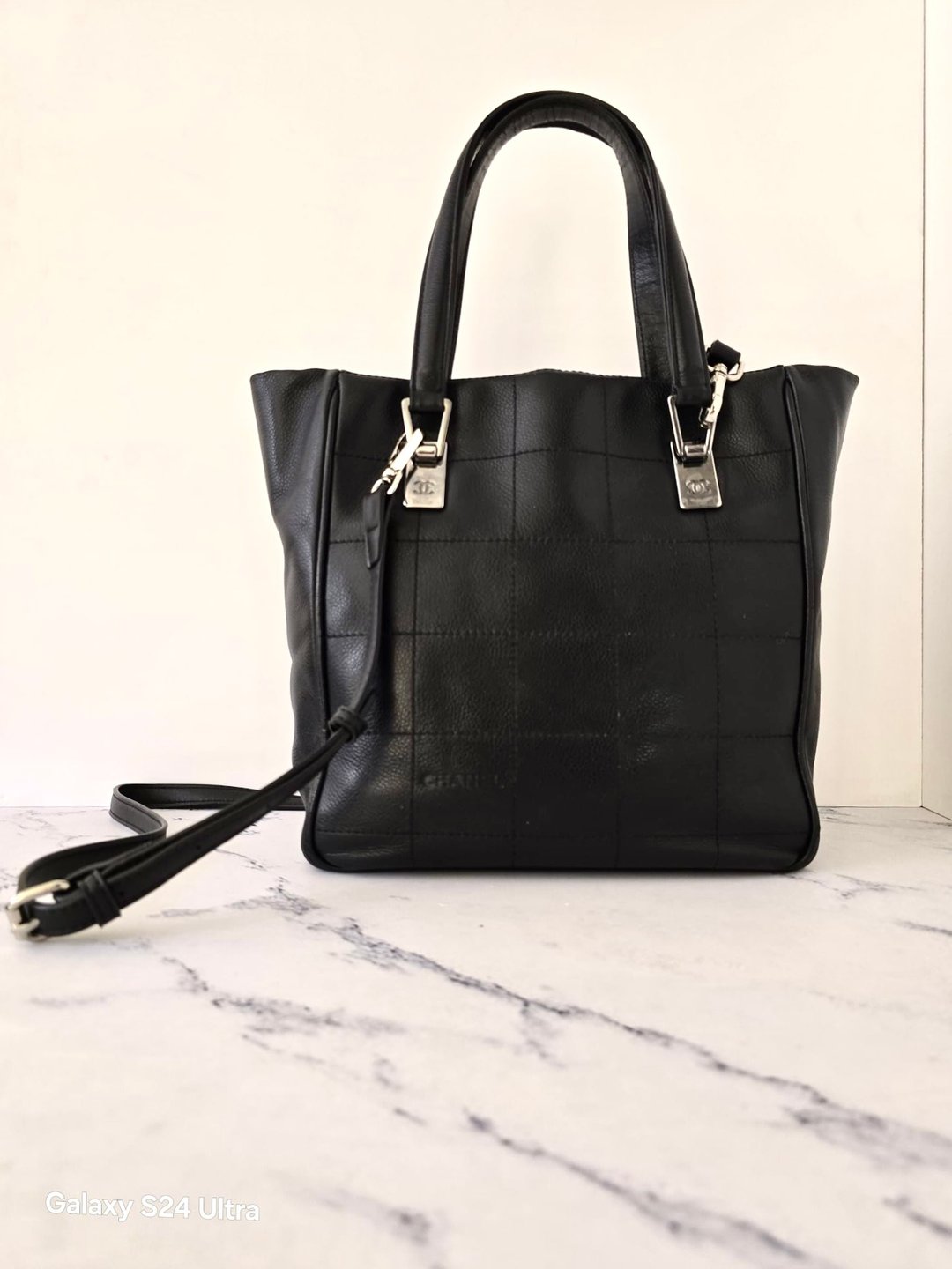 中古包 Chanel 黑色银冰格鱼子酱托特包 斜背包 单肩包 侧背包小包 - 侧背包/斜挎包 - 真皮 黑色