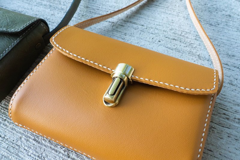 散步小伙伴2.0/插扣侧背包 - 侧背包/斜挎包 - 真皮 橘色