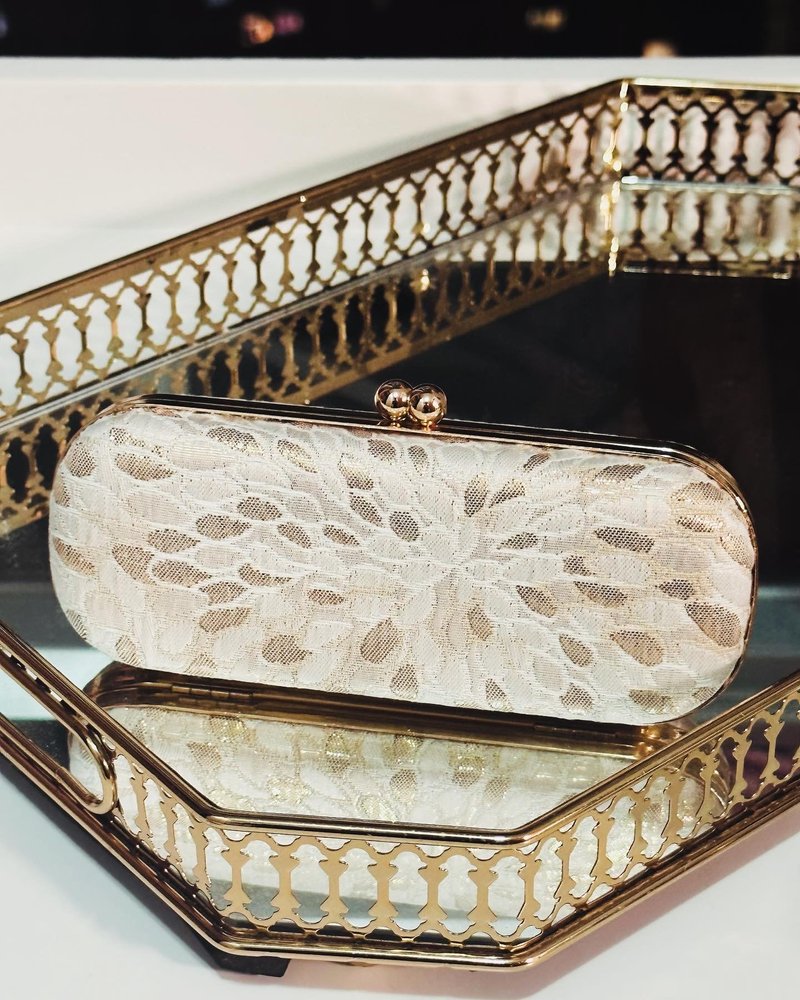 水滴织锦缎眼镜盒/笔盒/首饰盒 - 铅笔盒/笔袋 - 棉．麻 蓝色