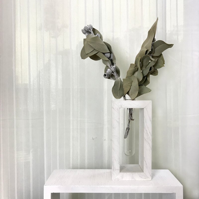 【 试管方系列A - 方框 】大理石花器 .鲜花. 干燥花.水耕 - 花瓶/陶器 - 石头 白色