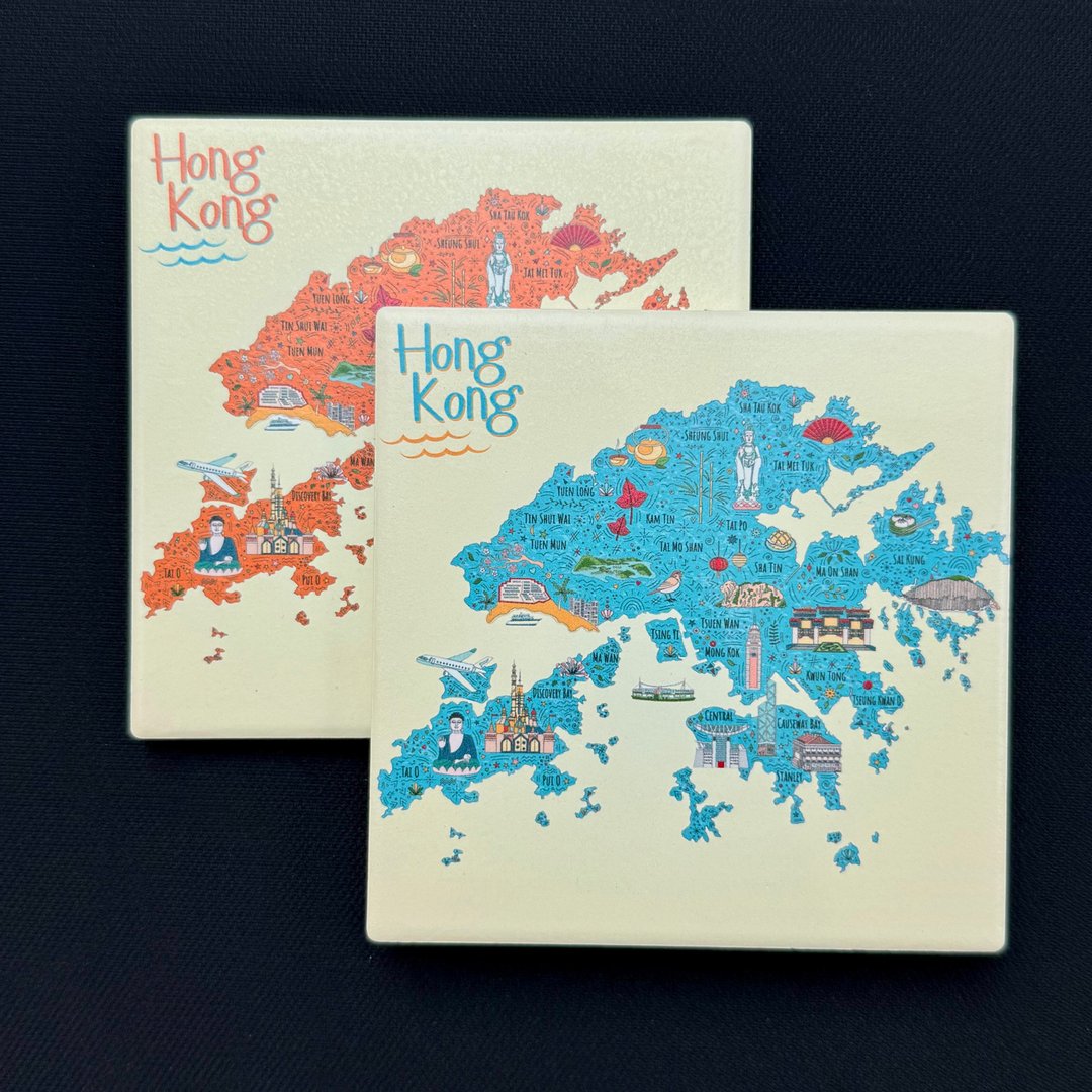 香港景点地图杯垫 - 杯垫 - 陶 多色