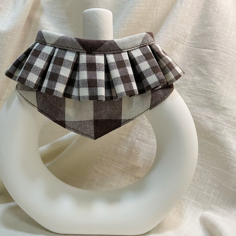 发裁手作。Facai Handmade 宠物领巾 毛孩玛格领_巧克力格格 - 项圈/牵绳 - 棉．麻 咖啡色